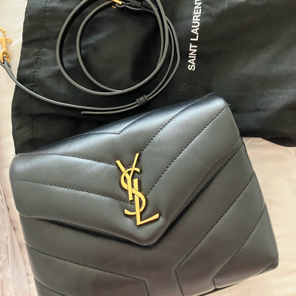 Yves Saint Laurent Toy Lou Black Quilted Crossbody Bag with gold detail